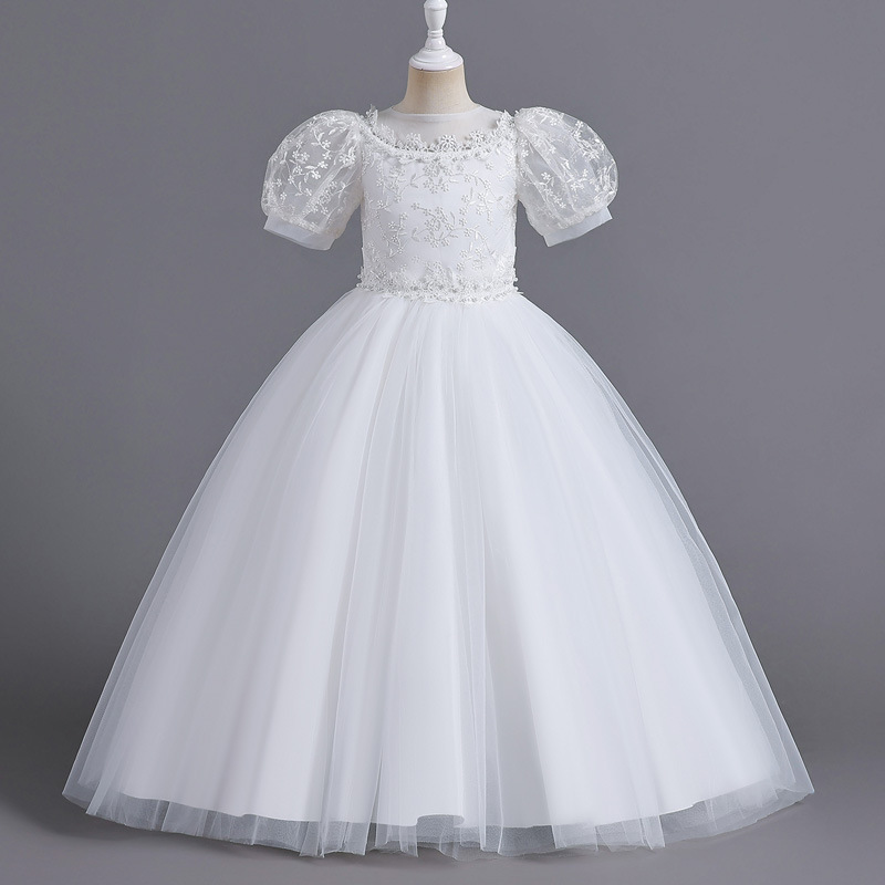 Picture of European and American Kidsren's Princess Dress Classy Dress New Flower Girl Tutu Skirt Wedding Dress Little Princess Host Piano Performance