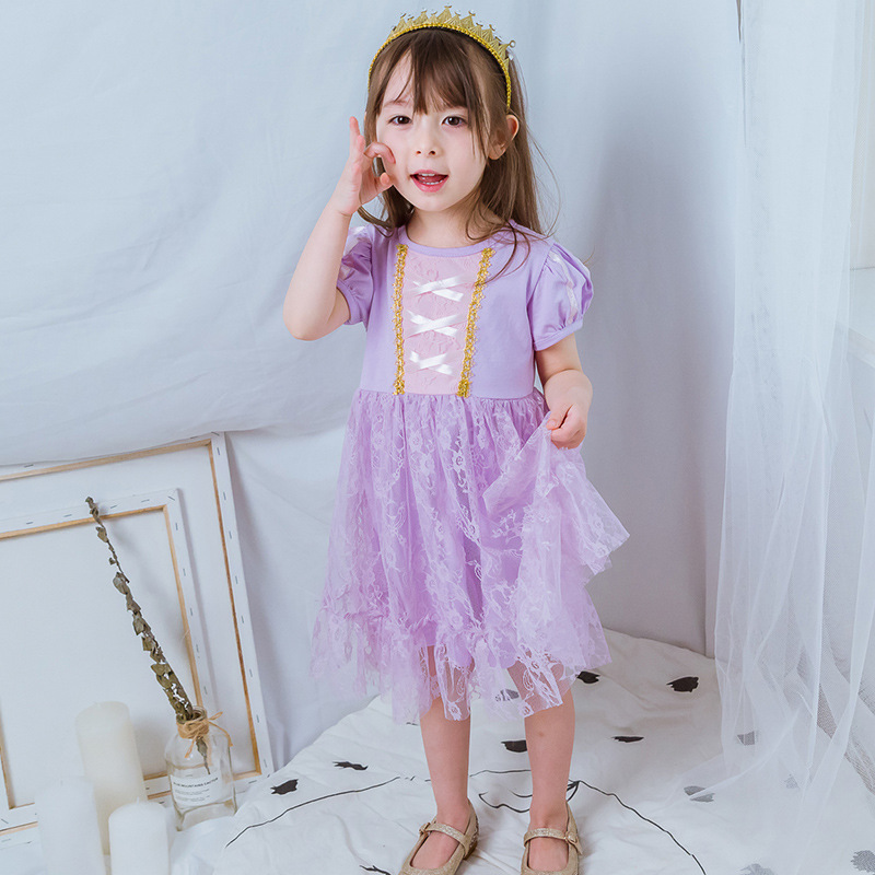 Picture of 2025 Girls Dress Summer Clothes New Children's Clothes Bow Lace Princess Dress Children's Skirt Sophia Wholesale