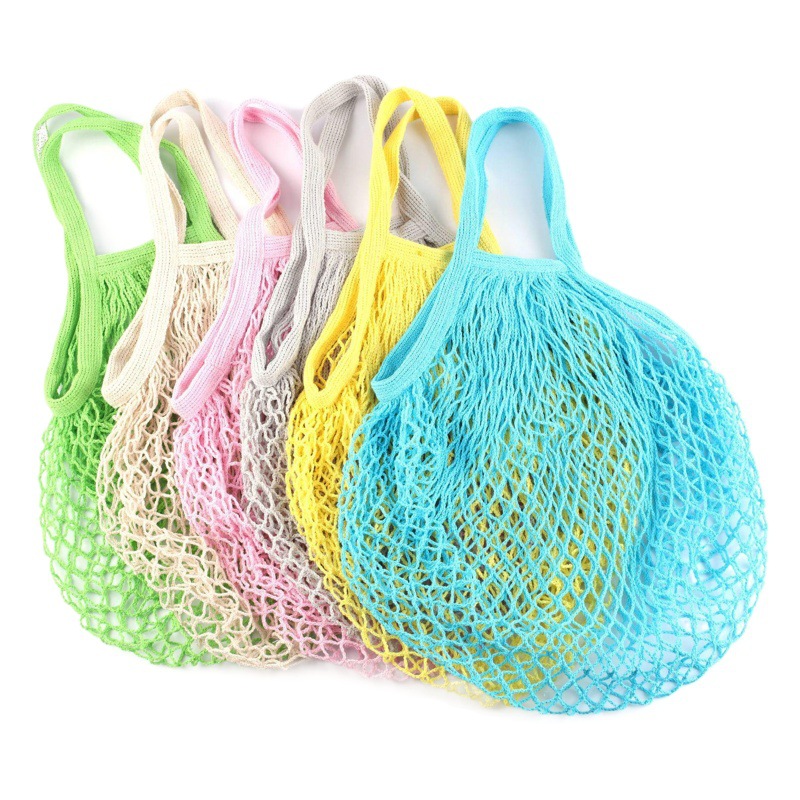 Amazon's Hottest Biodegradable Organic Cotton Mesh Bag Vegetable Cotton Mesh Bag Pure Cotton Fruit Mesh Bag Storage Ready Stock