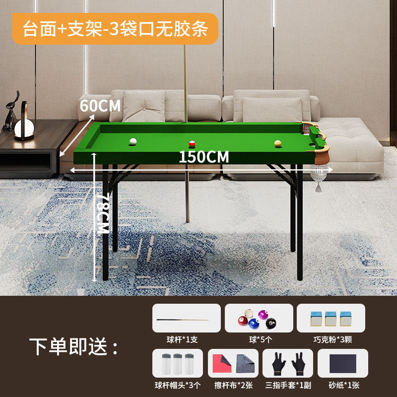 Picture of Five-Point Billiard Table for Home Training, No Rubber Strips, Three-Hole Snooker Pocket, Foldable Iron Legs
