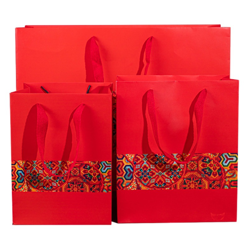 Chinese Style Gift Bag, New Year Gift Bag, Birthday Paper Bag, Festive Packaging Bag, Red Ancient Style National Style Gift Bag