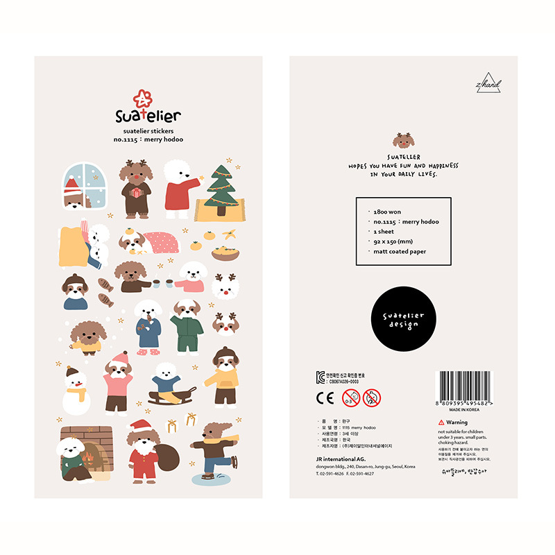 Picture of Cross-border South Korea suatelier Christmas 1115 Cute Animal Dog Teddy Decorative Stickers Hand Account Stickers