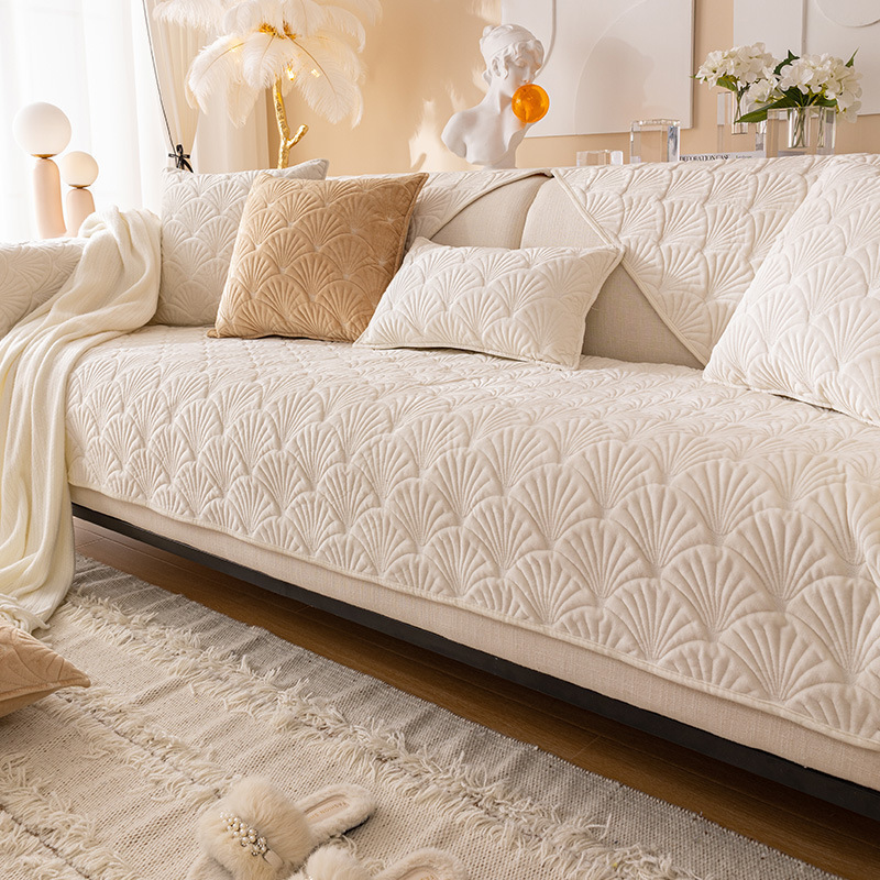 Nordic Sofa Cushion Modern Leather Sofa Cover Non-Slip Cushion All Seasons Universal Crystal Super Fleece Jacquard Sofa Cover