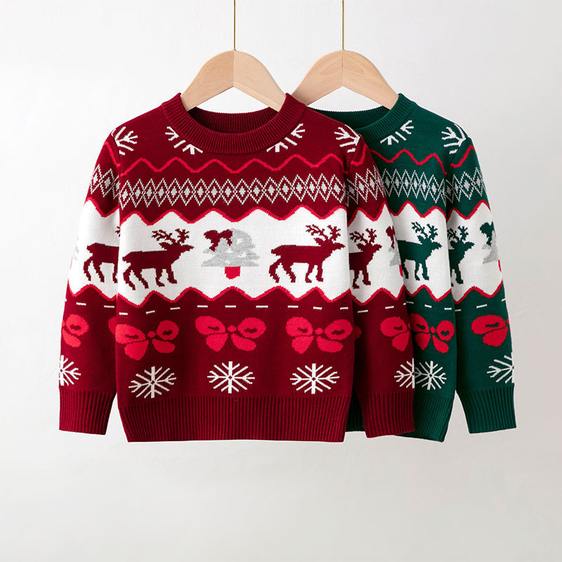 Picture of 2023 Europe and the United States new children's Christmas sweater children's clothing girls boys autumn and winter cartoon pullover sweater