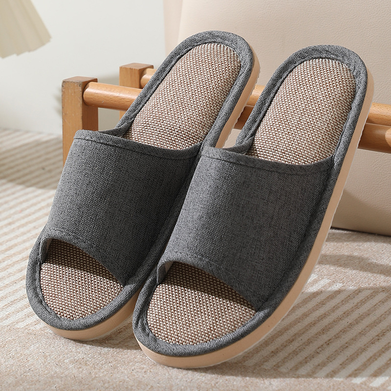Picture of 2025 New Hotel Cotton and Linen Slippers for Women Spring, Autumn and Summer Home Couples Linen Thick-Soled Four Seasons Sandals and Slippers