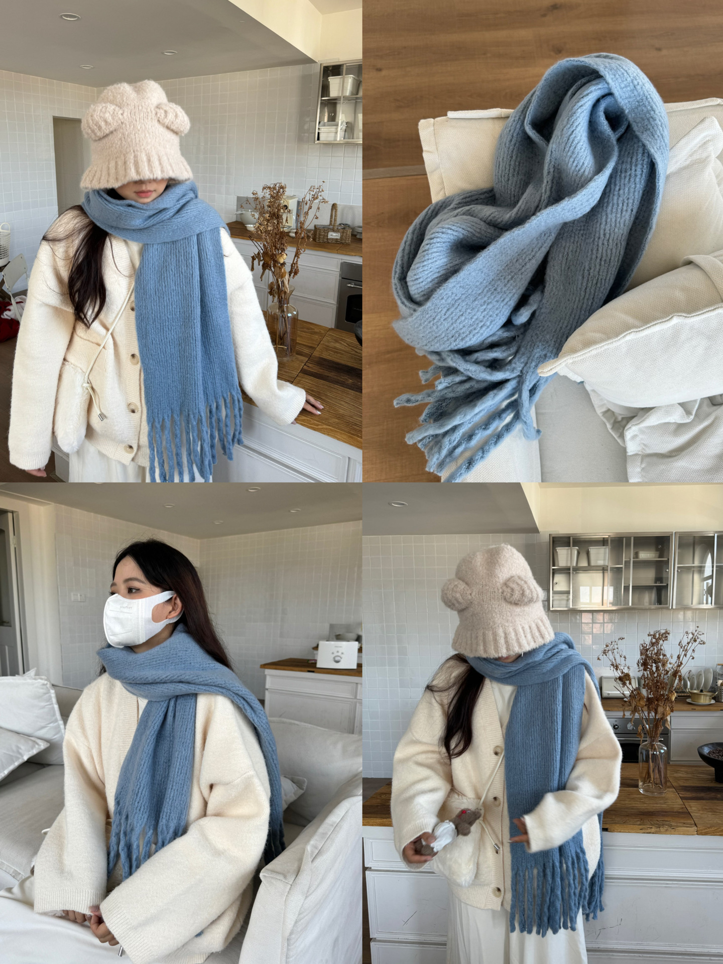 Picture of Korean Drama Ernie Red Scarf Women's Winter Korean Style Christmas Knitted 2024 New Thick Warm Scarf