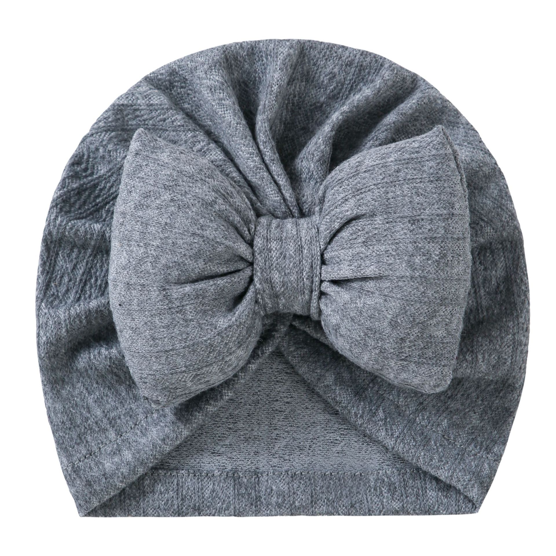 Picture of European and American New Baby Knitted Cotton-Filled Large Bow Kidsren's Pullover Hat Boat Hat Baby Turban Hat Ins Cross-Border