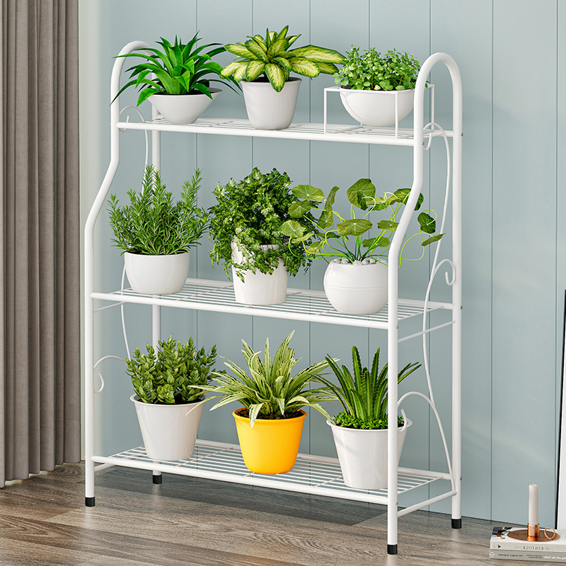 Flower Rack Storage Rack Balcony Flower Rack Living Room Floor-Standing Multi-Layer Simple Indoor Iron Green Radish Succulent Flower Pot Rack