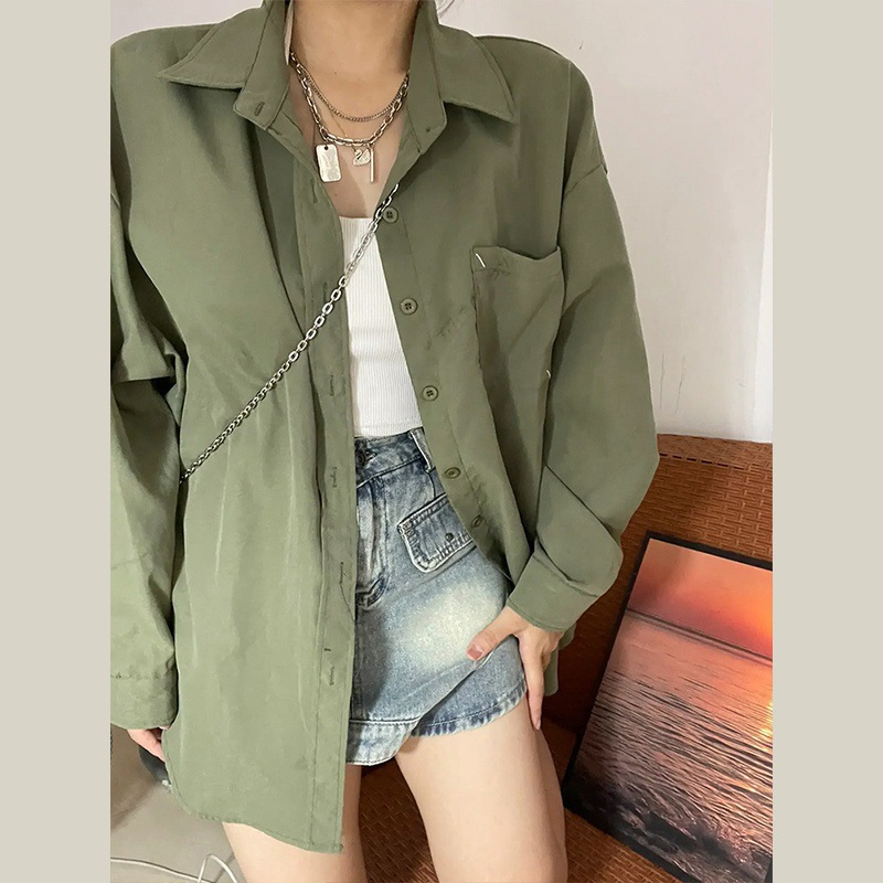 Hong Kong Style Retro Sun Protection Shirt Jacket Women's Summer Thin 2025 New Loose Long-Sleeved Design Top Shirt