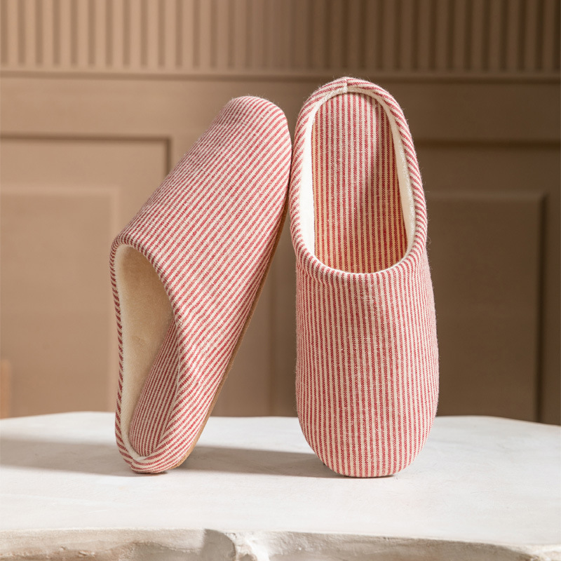 Jingshilu Spring and Autumn Japanese Couple Household Indoor Wooden Floor Silent Soft Bottom Cloth Slippers for Men