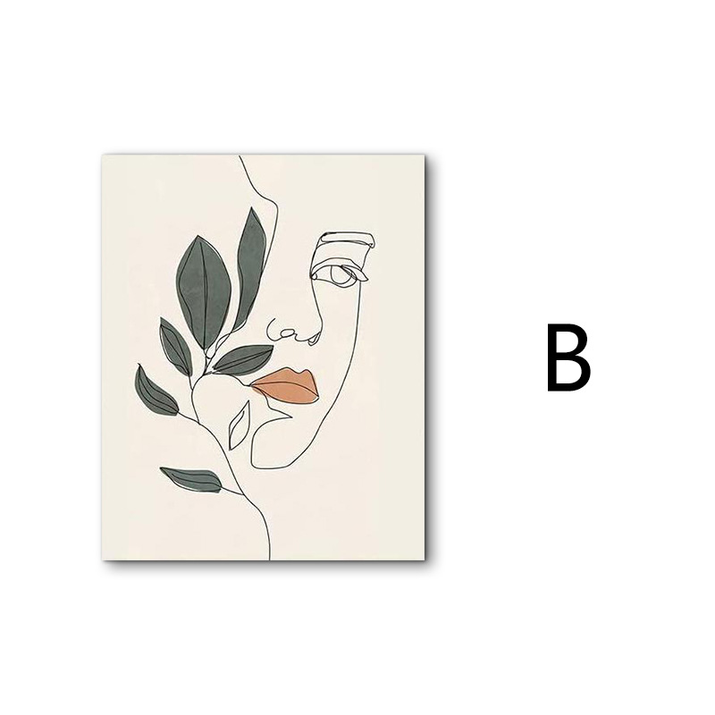Picture of Cross-Border Supply Abstract Line Art Frameless Decorative Painting Flower Canvas Painting Core Hanging Painting Living Room Wall Painting Florals