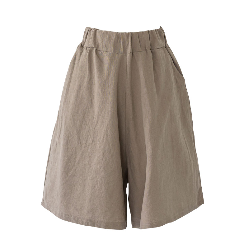 Picture of Five-Point Pants for Women Summer Cotton and Linen Large Size Loose Mid-Pants Linen Wide-Leg Shorts Women's Casual Straight Draped Thin Pants