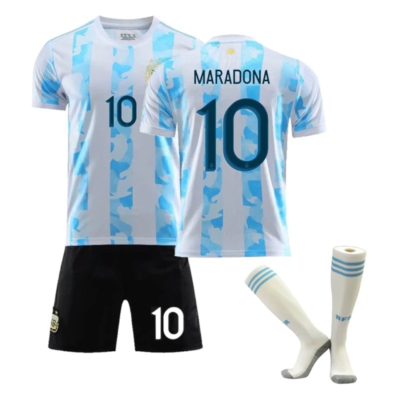 1986 Argentina Home Number 10 Maradona Jersey Set Football Uniform with Socks Retro Style Retro Trend