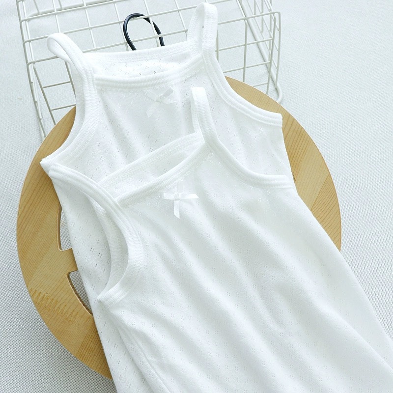 Picture of Children's Vest 2 Pack Pure White No Fluorescent Japanese Baby Boys and Girls 100 Cotton Mesh Sleeveless Summer Thin Base