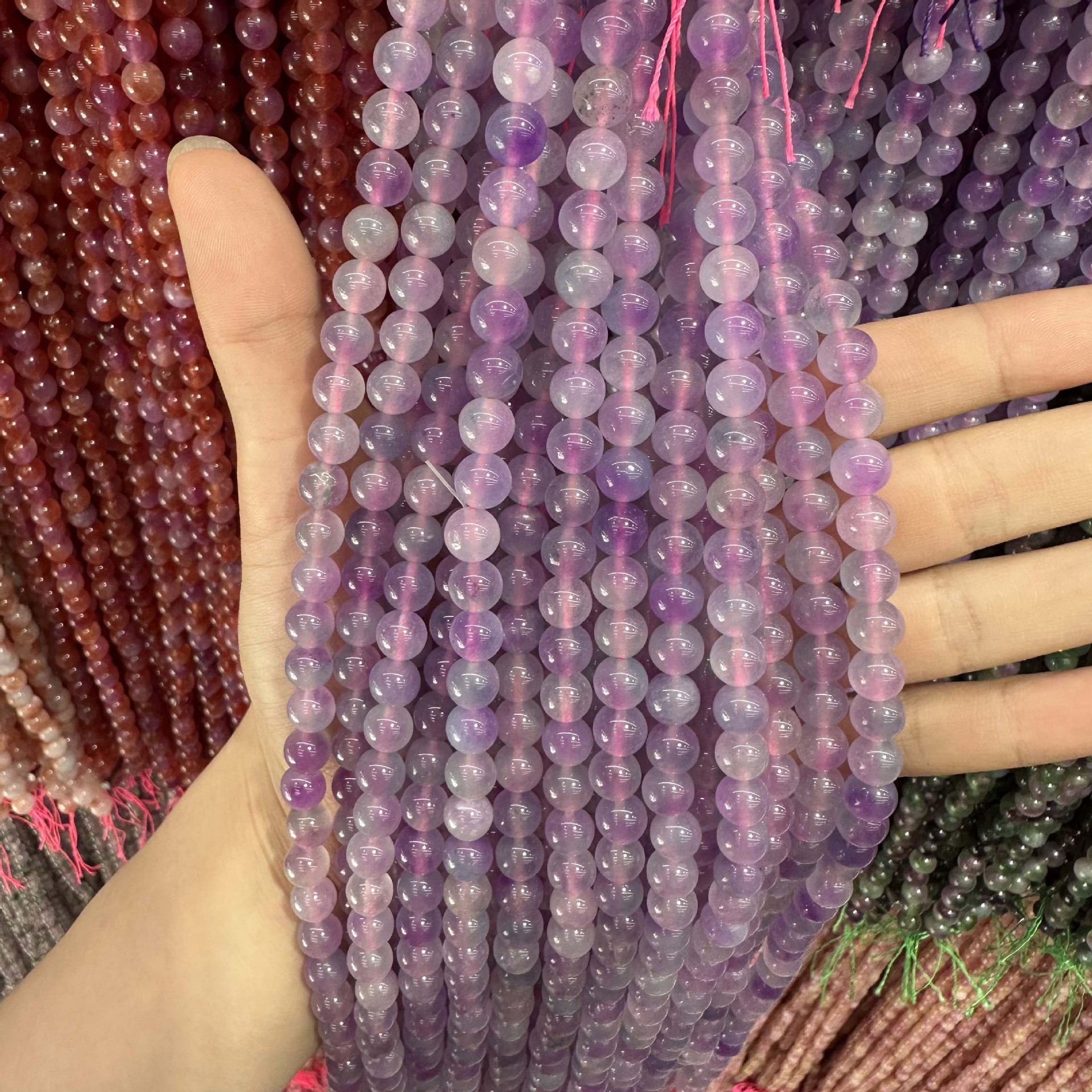 Picture of Live hot grade a chalcedony 8mm two-color round beads beads handmade diy Internet celebrity matching in stock jewelry