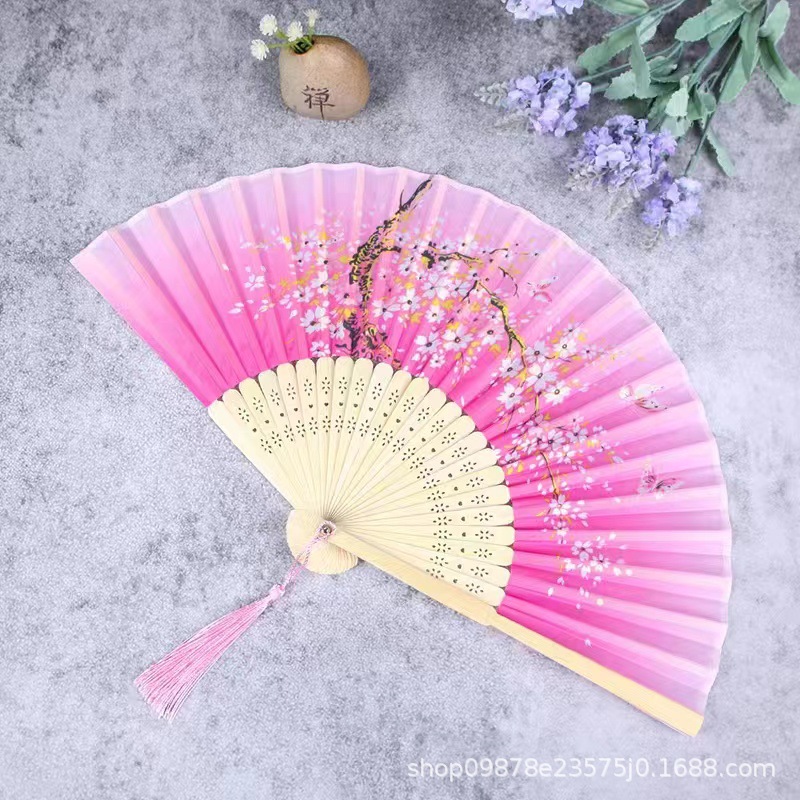Picture of Folding Fan Bamboo Ancient Fan Student Girl Chinese Style Small Fan Scenic Spot Export Wholesale Retail Gift Decorative Fan