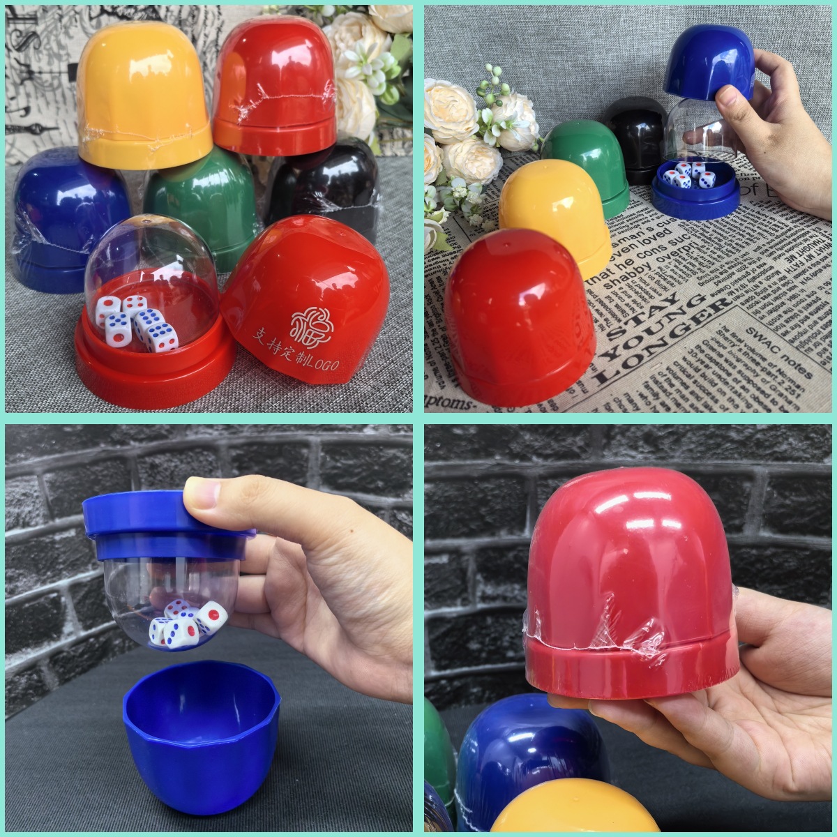 Picture of Custom logo transparent cover dice dice cup suit anti-lost sieve cup sieve with base ktv sieve cup color cup
