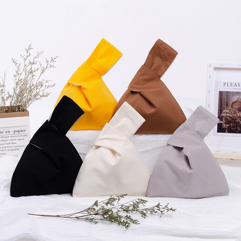 Wholesale Blank Ready-Made Colorfulful Cotton Knotted Wrist Bags Customized Travel Storage Small Bags Hand-Held Wrist Bags