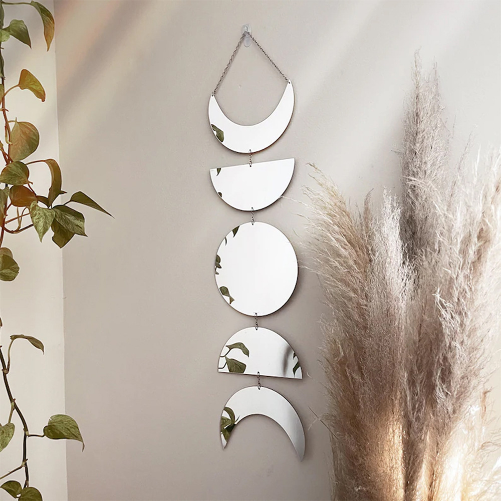 Foreign Trade Wall Hanging Sun Moon Teeth Acrylic Mirror Decorative Internet Popular Nordic Simple Wall Decorative Creative Home Mirror