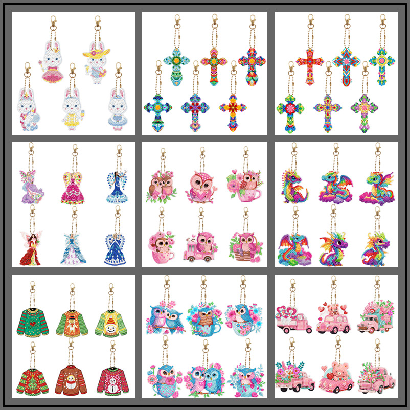 New DIY Diamond Painting Keychain Acrylic Double-sided Dot Drill Cross-border Dedicated to New
