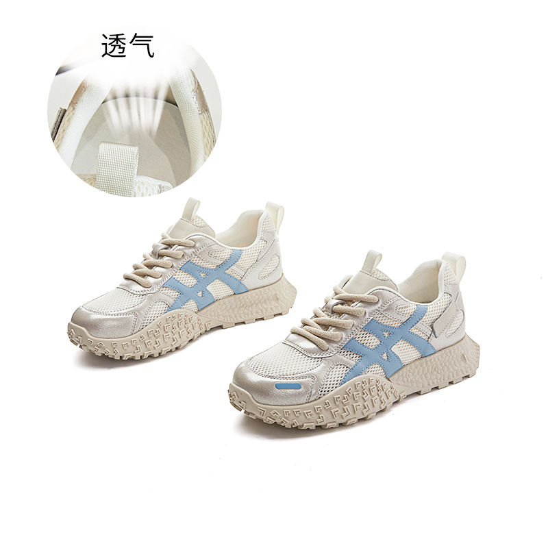 Picture of Genuine Leather Forrest Gump Shoes for Women 2023 Summer New Thick-Soled Mesh Breathable Sports Shoes for Women Casual and Comfortable Dad Shoes for Women