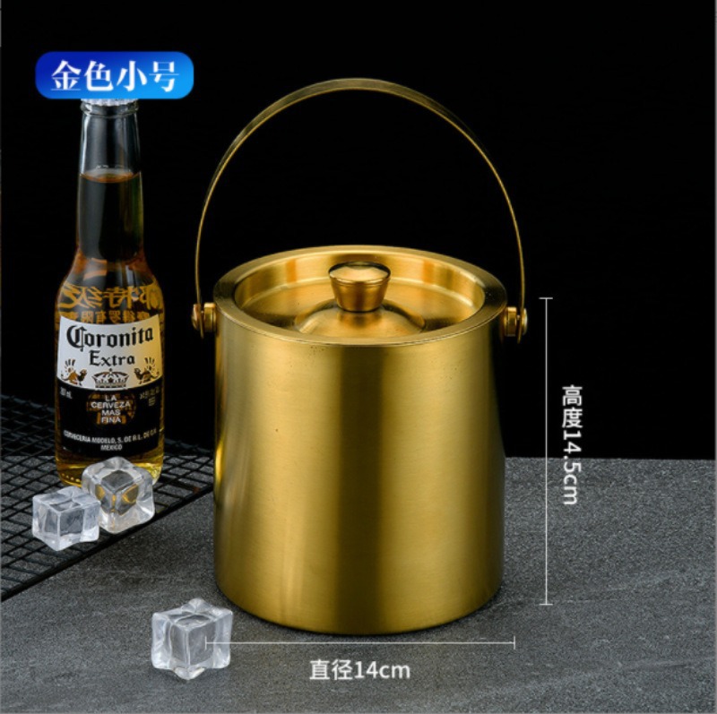 Picture of Cross-border supply stainless steel double-layer cold ice bucket portable KTV bar beer wine ice bucket factory wholesale