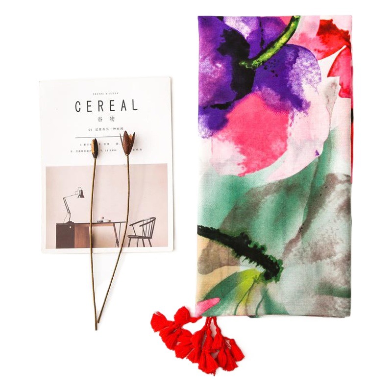 Shawl Women's Summer Scarf Spring and Autumn All-match Thin Scarf Scarf Scarf Air Conditioning Shawl Beach Scarf Sunscreen Shawl Silk Scarf