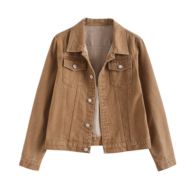 Picture of Vintage Denim Shirt Jacket for Women, Hong Kong Style Loose Denim Work Jacket, Trendy Popular Foreign Trade Jacket for Women