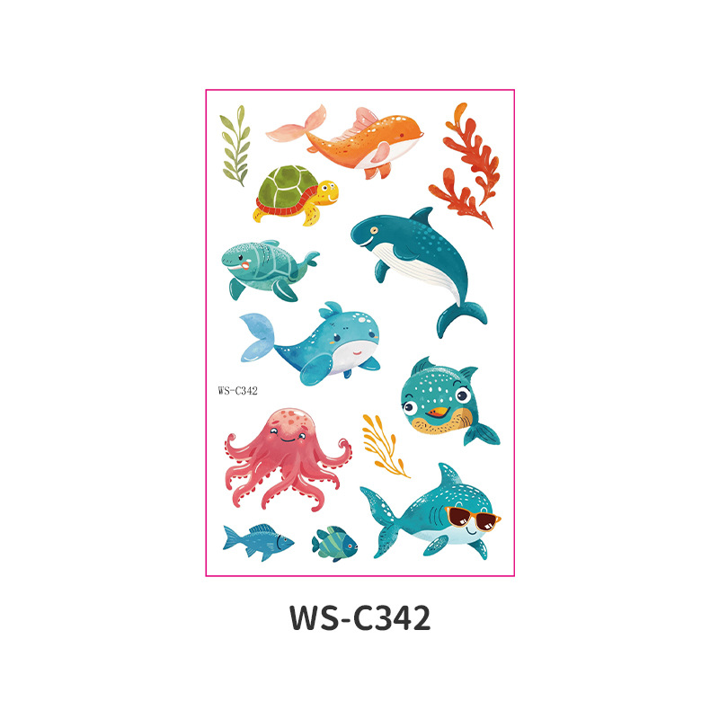 Picture of Spot Wholesale Children's Cartoon Original Tattoo Stickers Marine Animal Summer Tattoo Stickers Dolphin Shark Little Whale