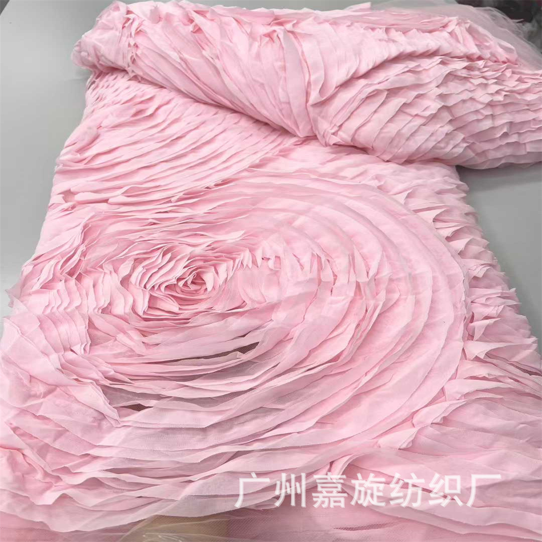 Oversized three-dimensional dribble rose flower mesh fabric European and American stage performance dresses wedding dresses embroidered cloth lace