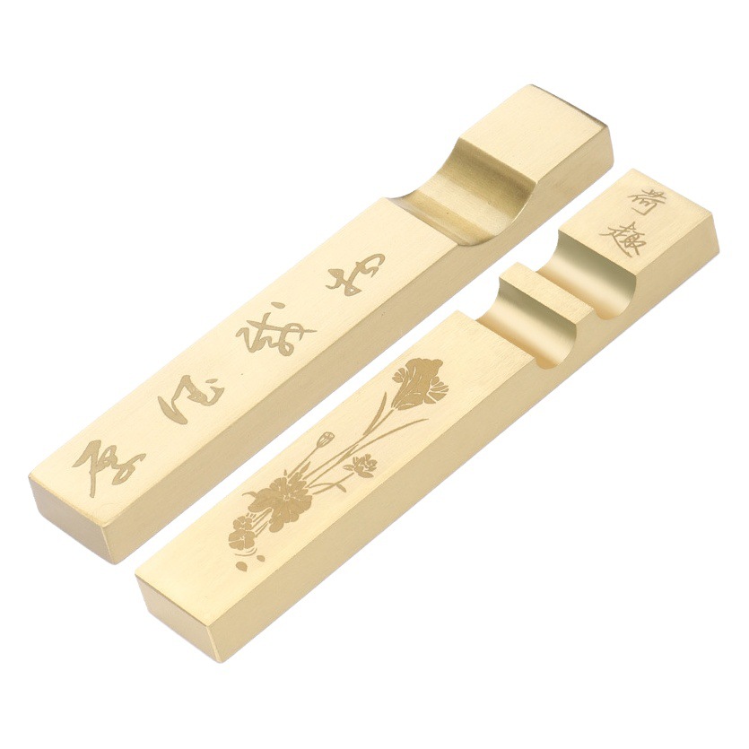 Factory wholesale solid brass paperweight brush holder copper pen holder metal ruler calligraphy pressure paper study Four Treasures