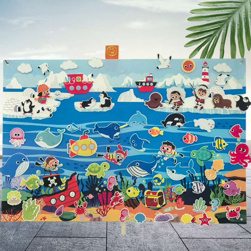 Picture of Amazon cross-border children's early education 3DIY three-dimensional felt game package storyboard learning board printing dinosaur animals