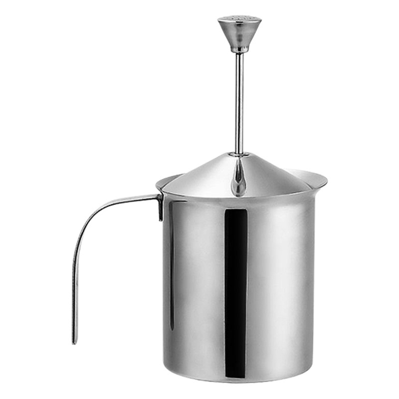 Manual Coffee Milk Breaker Spring Iced Coffee Foam Double Layer Milk Foamer Stainless Steel Milk Bubble Pot 400ml800ml
