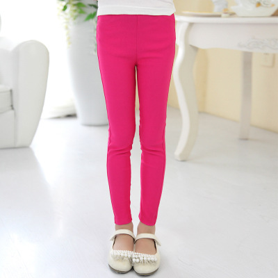 Picture of Girls' Pencil Pants Spring and Summer Thin Children's Summer Outer Skinny Pants Tight Stretch Candy Color Children's Leggings