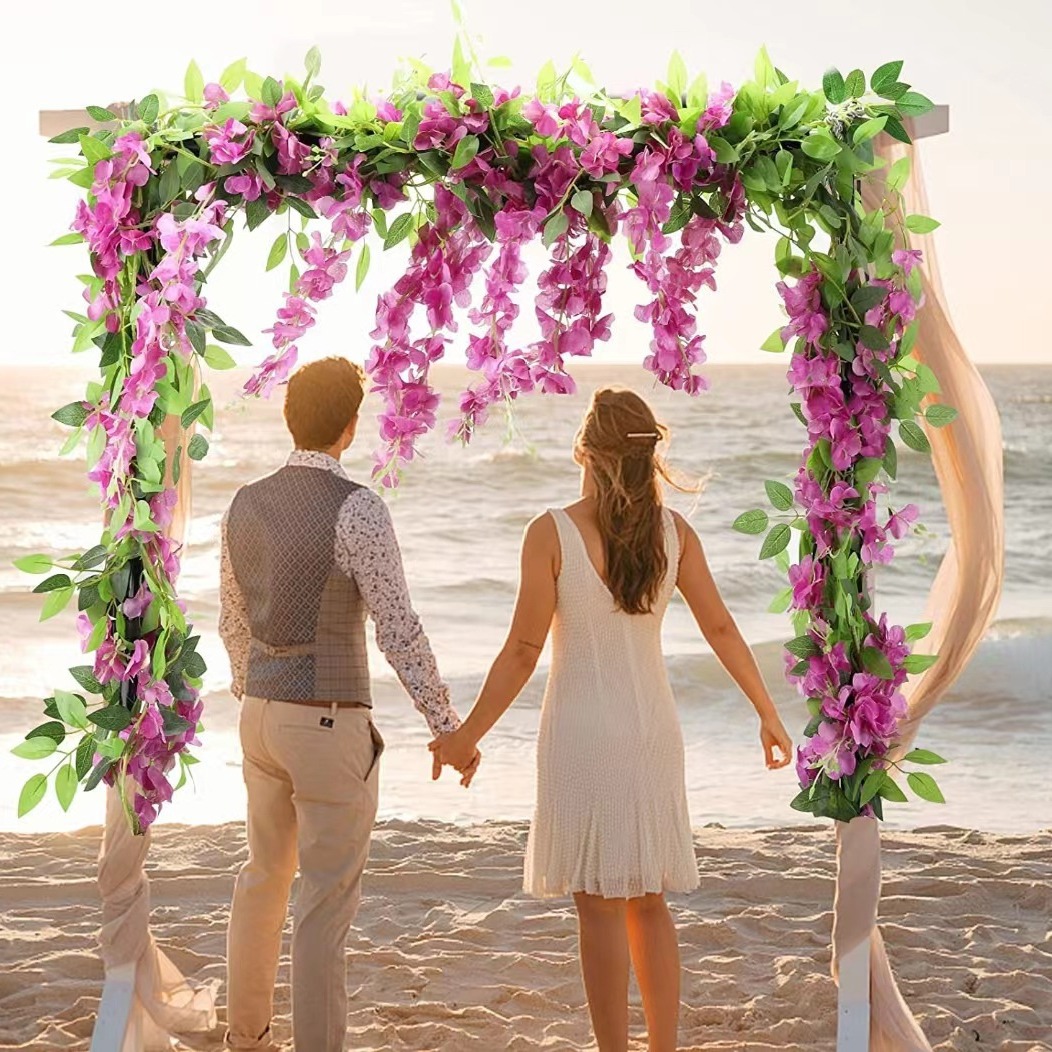 Picture of Simulation wisteria flower false Flower Vine decorative flower winding hanging flower plastic flower Vine string flower plant pipe shading flower