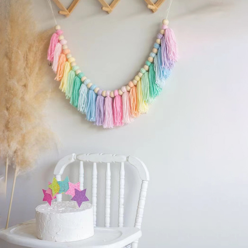 ins decorative Bohemian tassel banner handmade tassel garden, children's room decoration party banner