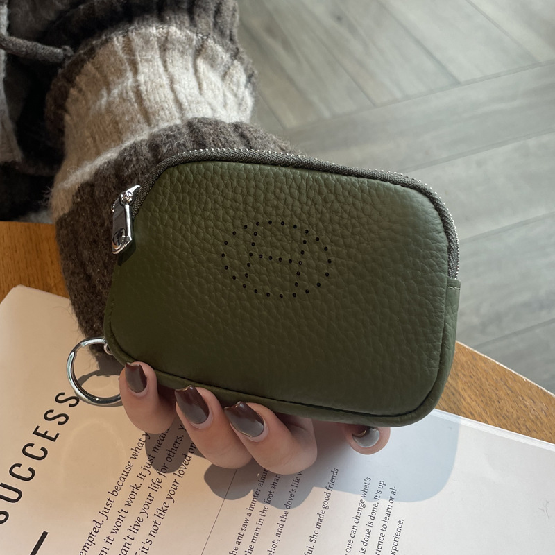Picture of Genuine Leather Coin Purse for Women 2025 New Trendy Double Zipper Large Capacity Small Wallet Cowhide High-End Coin Bag Small Handbag