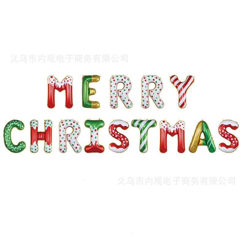 Picture of 16 inch Christmas balloon MERRYCHRISTMAS balloon Merry Christmas set cross border New Year decoration