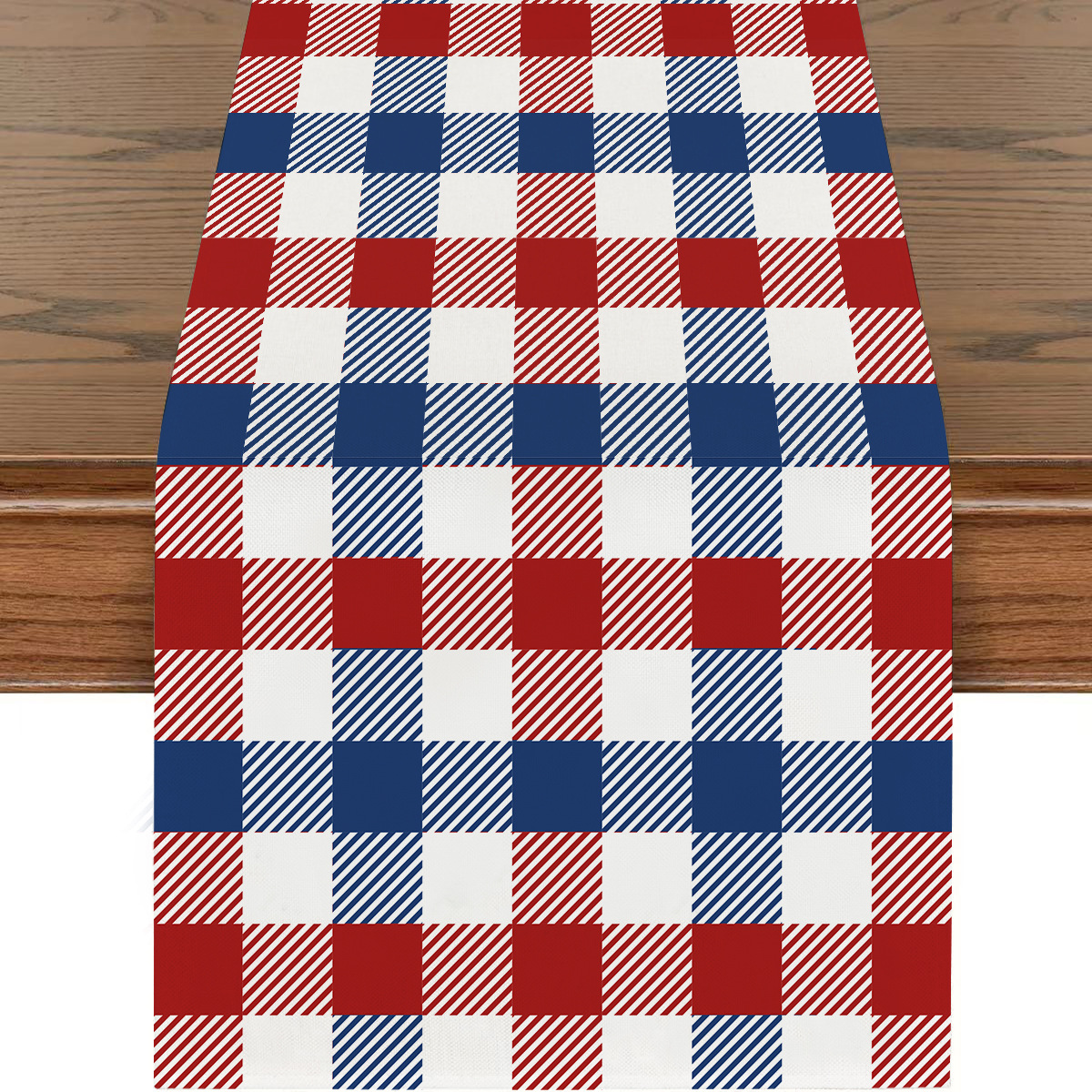 Picture of Explosions US Independence Day Decorative Table Runner Linen Star-stripe Printed Tablecloth Patriot Holiday Atmosphere Table Runner