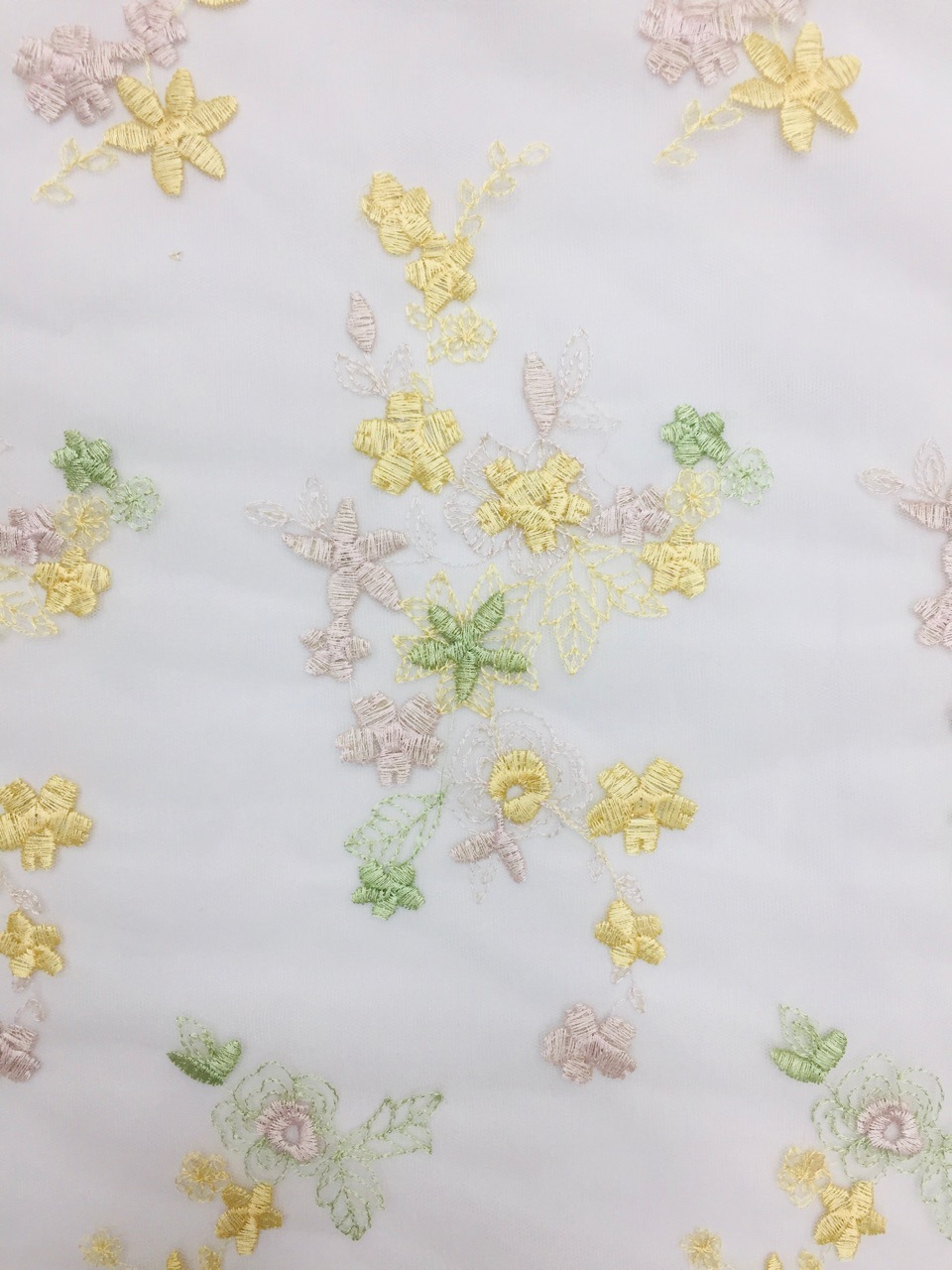 Original Nylon Mesh Full Embroidery Garment Fabric Multicolor Embroidery Floral Fabric in stock Supply Large Cong