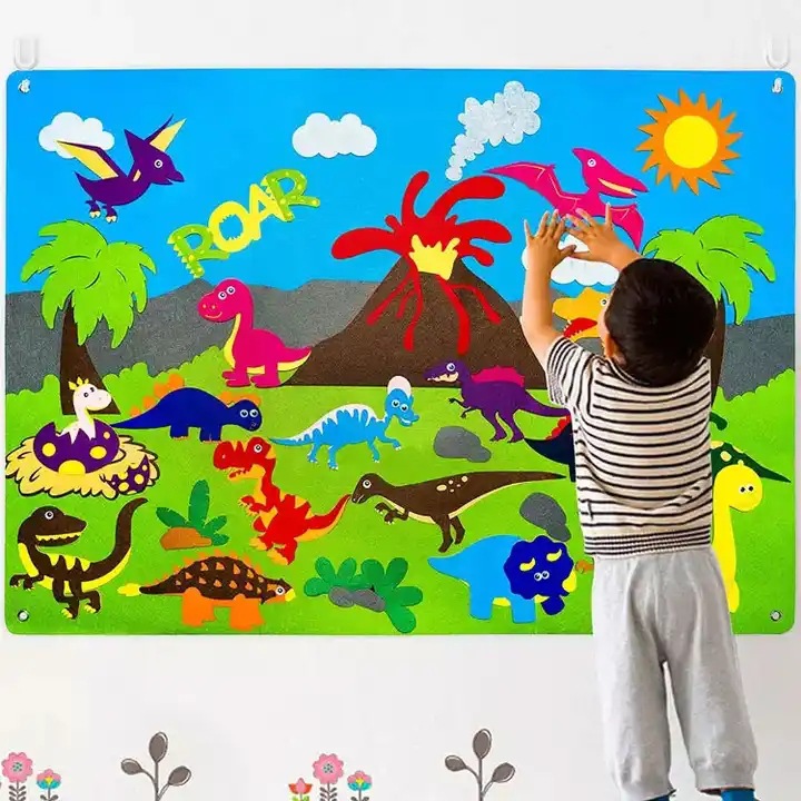 Picture of Amazon cross-border children's early education 3DIY three-dimensional felt game package storyboard learning board printing dinosaur animals