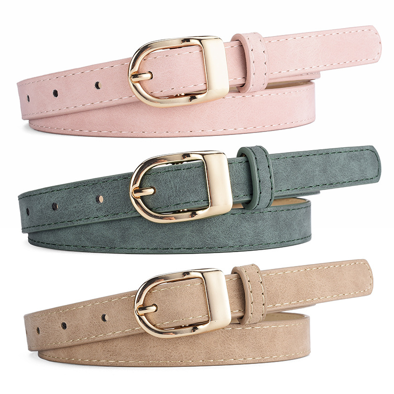 New Fashionable and Versatile D-Shaped Alloy Pin Buckle Women's Belt with Jeans, Suit Dress Decorative Belt