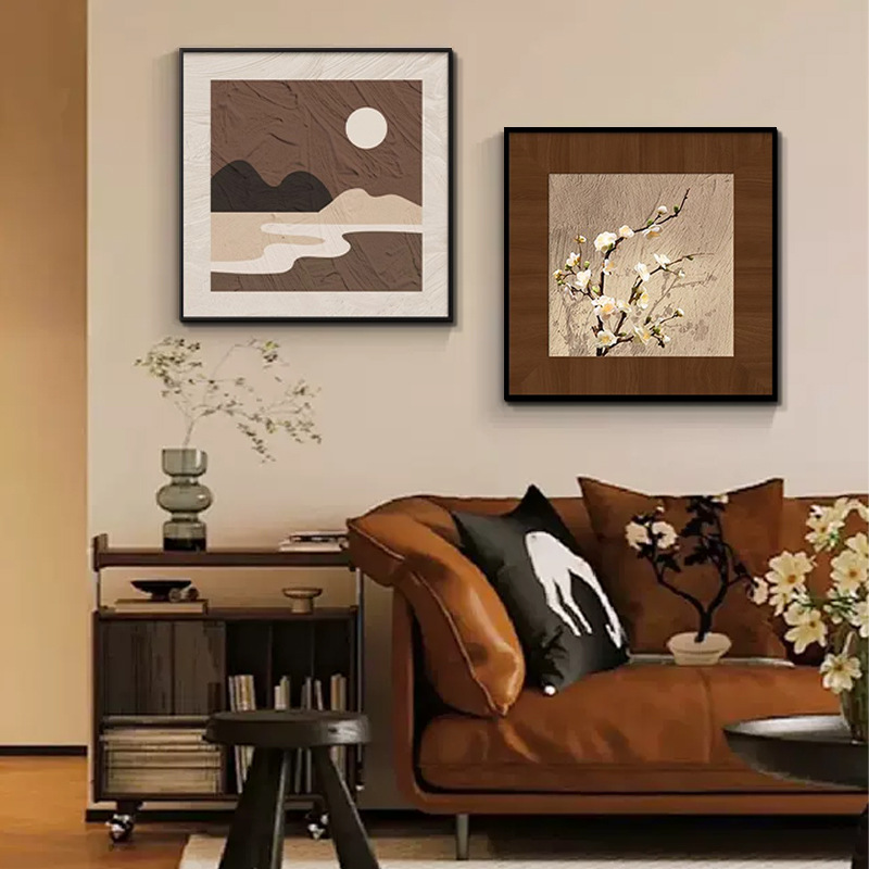Middle Ancient Living Room Decorative Painting Maillard Vintage Bedroom Hanging Painting Niche Art Square Combination Restaurant Mural