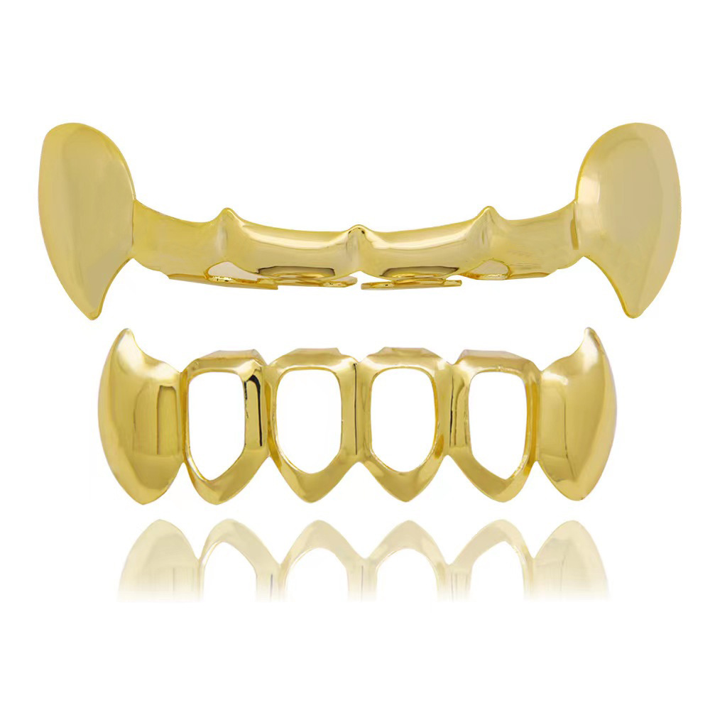 Picture of European and American hiphop bright face hollow fangs suit decorative hip-hop braces tiger teeth suit vampire gold braces