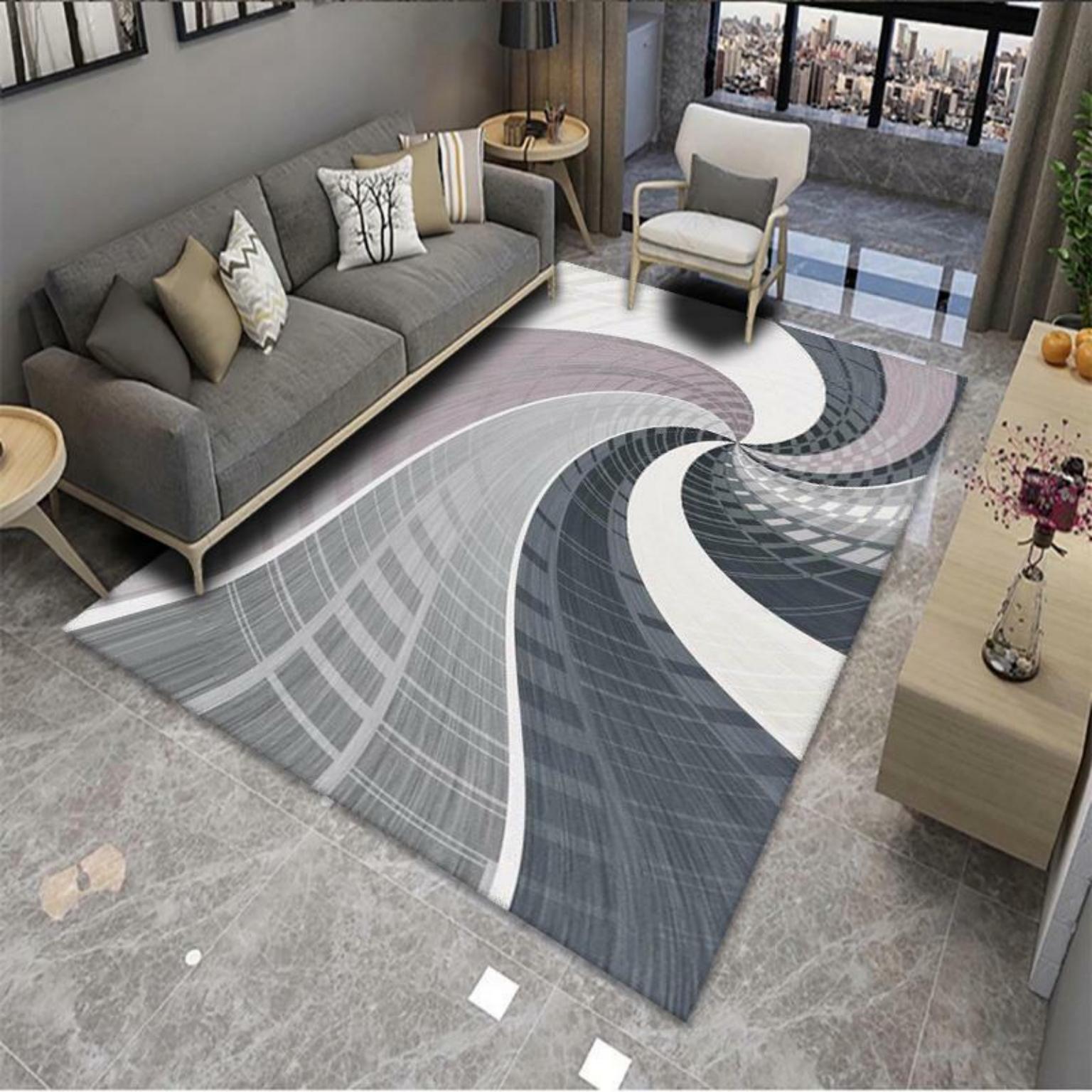 Picture of Modern Simple Living Room Carpet Geometric Pattern Home Study Sofa Printing and Dyeing Carpet Homestay Hotel Carpet Floor Mat