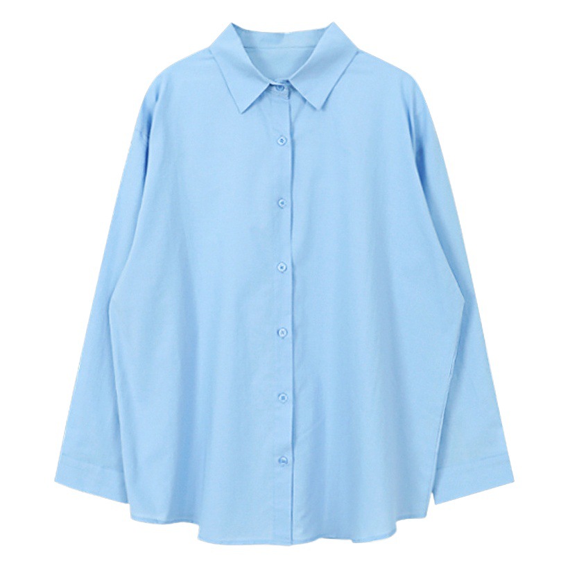 French Style Elegant Long-sleeved Shirt Women's Pure Cotton Loose Basic All-match Polo Collar Shirt Design Sense Niche Ins