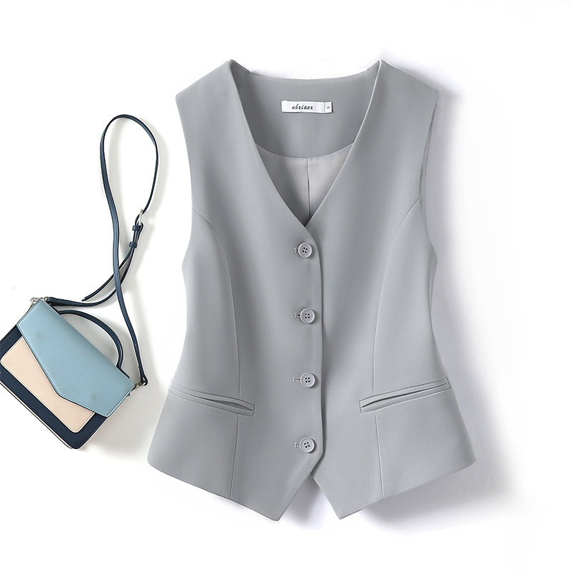 Suit Small Vest Grey Vest Women's Jacket New Outfit Top Short Sleeveless Vest for Small Women