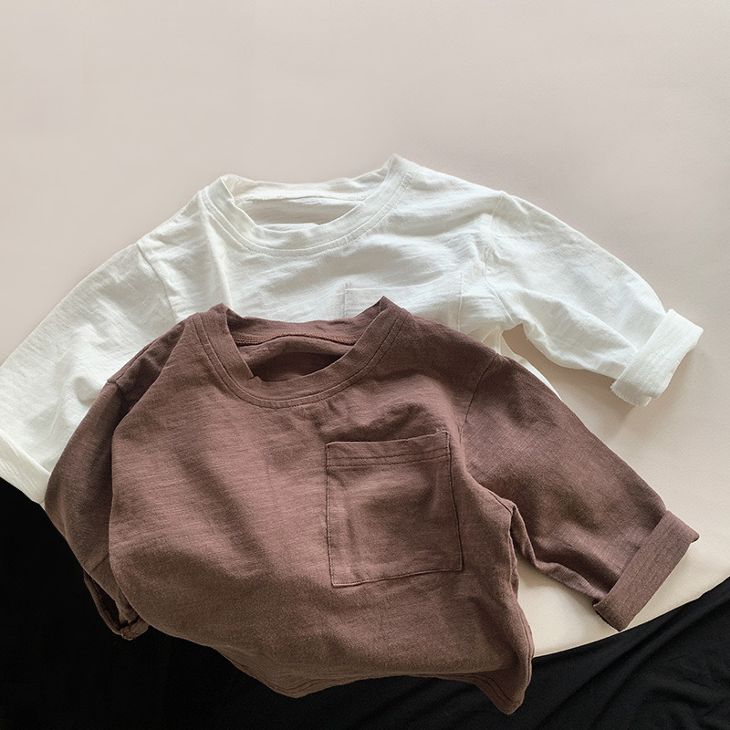 Picture of Bamboo Cotton Kidsren's Long-Sleeved T-Shirt 2025 Spring & Fall New Style Versatile Casual Cotton Bottoming Shirt for Boys and Girls