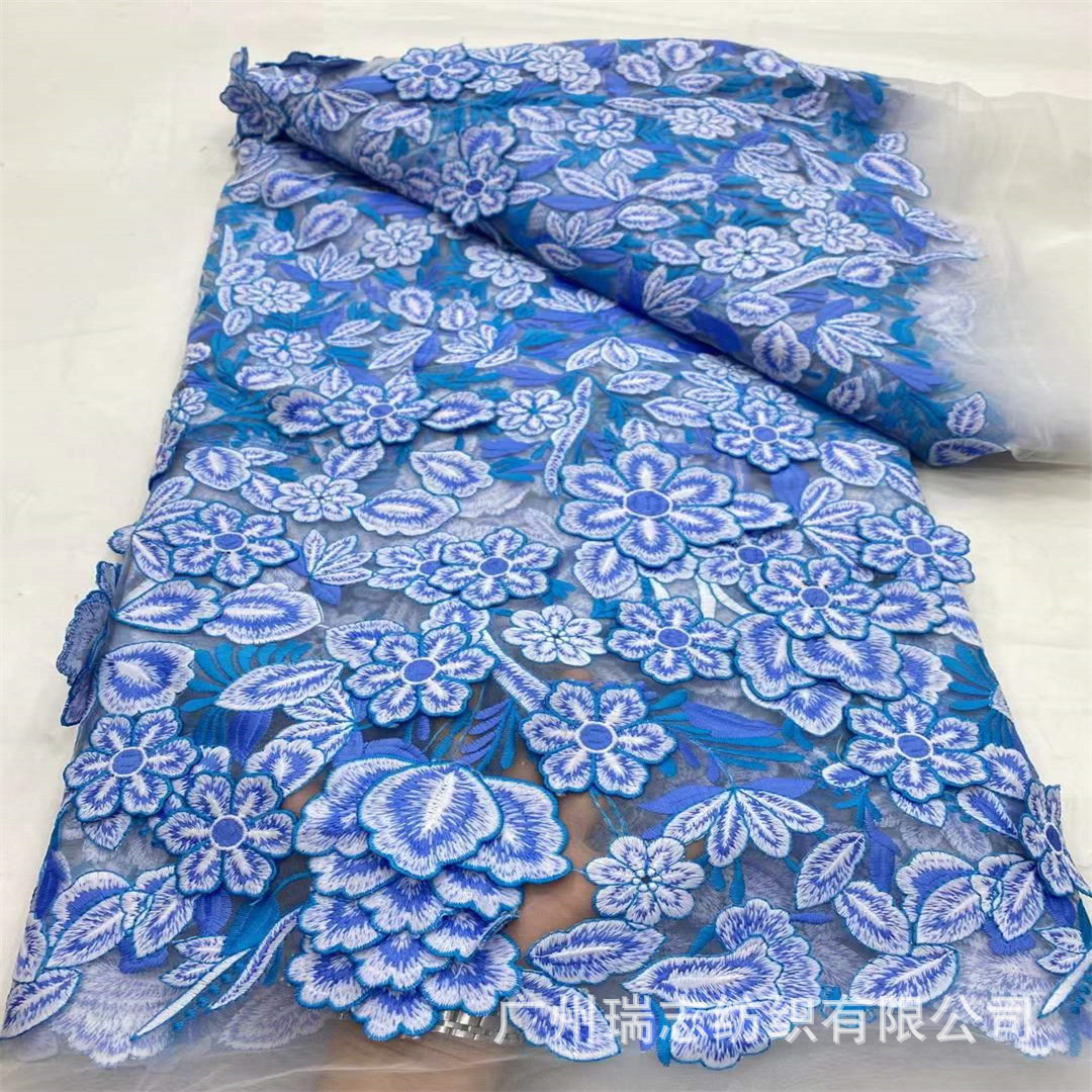 Multicolor three-dimensional embroidery color water soluble milk silk embroidered cloth multi-layer heavy embroidery national dress fashion fabric