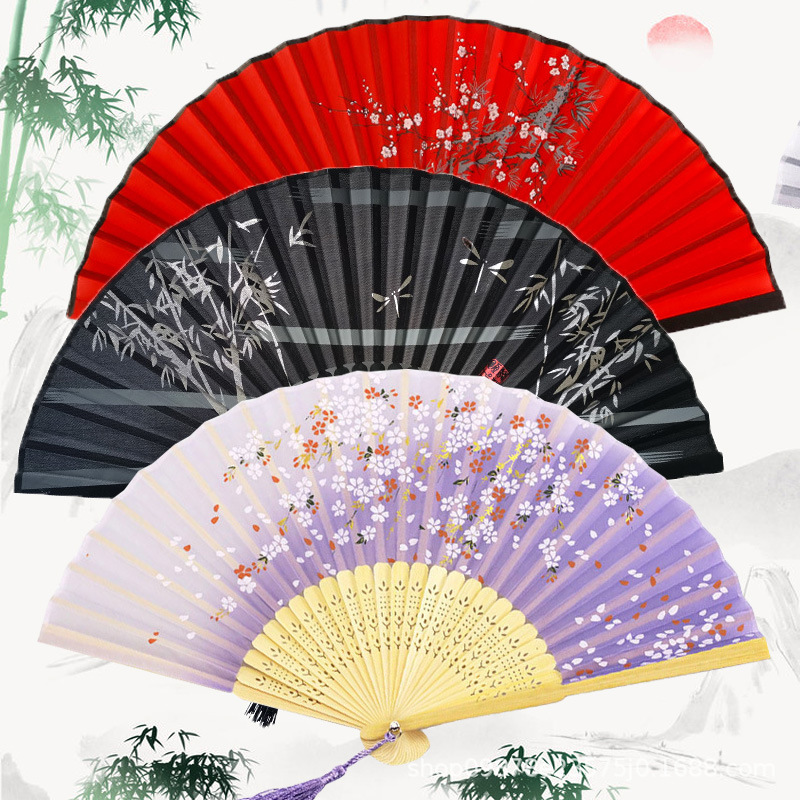 Picture of Folding Fan Bamboo Ancient Fan Student Girl Chinese Style Small Fan Scenic Spot Export Wholesale Retail Gift Decorative Fan